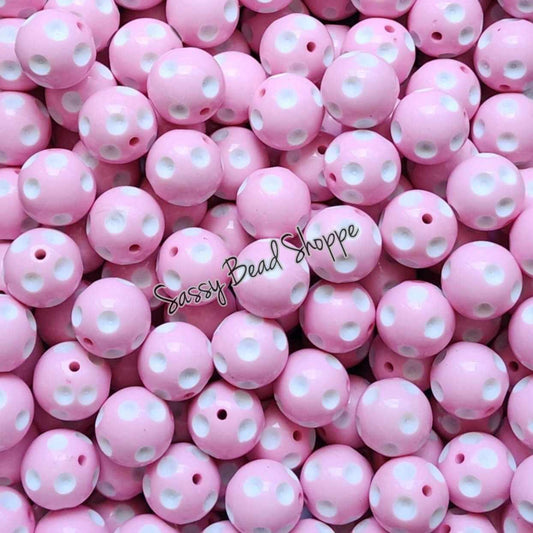 20MM Pink Polka Dot Beads - Sassy Bead Shoppe