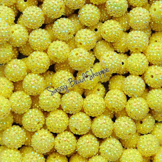 20MM Yellow Rhinestone Chunky Bubblegum Beads, Acrylic Beads in Bulk, 20mm Bubble Gum Beads, 20mm Chunky Beads