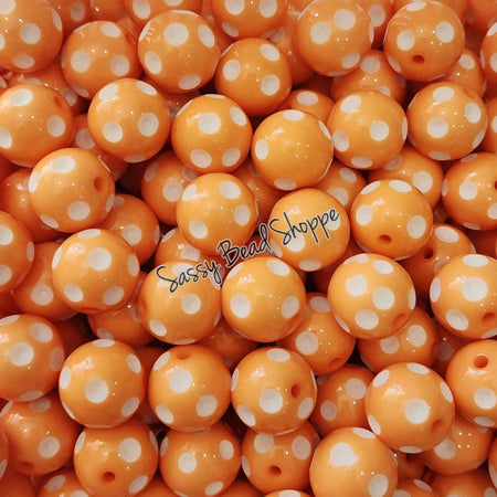 20MM Peach Polka Dot Beads