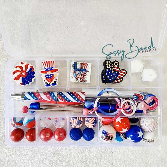 Bang On America Craft Kit, Beadable Pens, Beaded Pens, DIY Craft, Focal Beads, Custom Pens, Keychain Bar Rod, Beaded Keychain, Bulk Beads