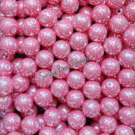 20MM Pink Chevron Beads