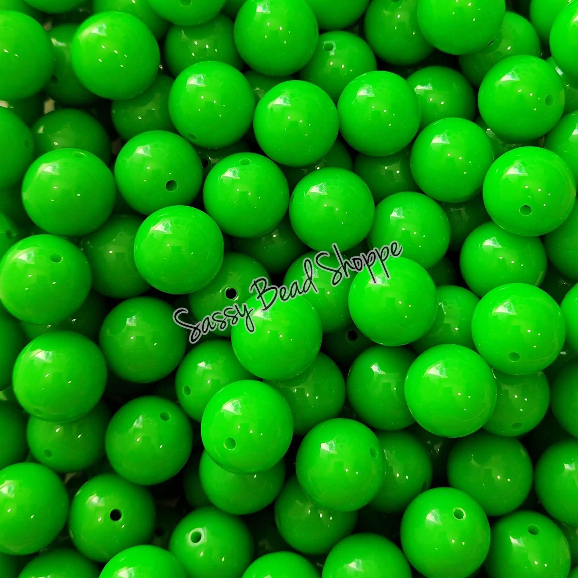 20MM Dark Neon Green Chunky Bubblegum Beads, Acrylic Beads in Bulk, 20mm Beads, 20mm Bubble Gum Beads, 20mm Chunky