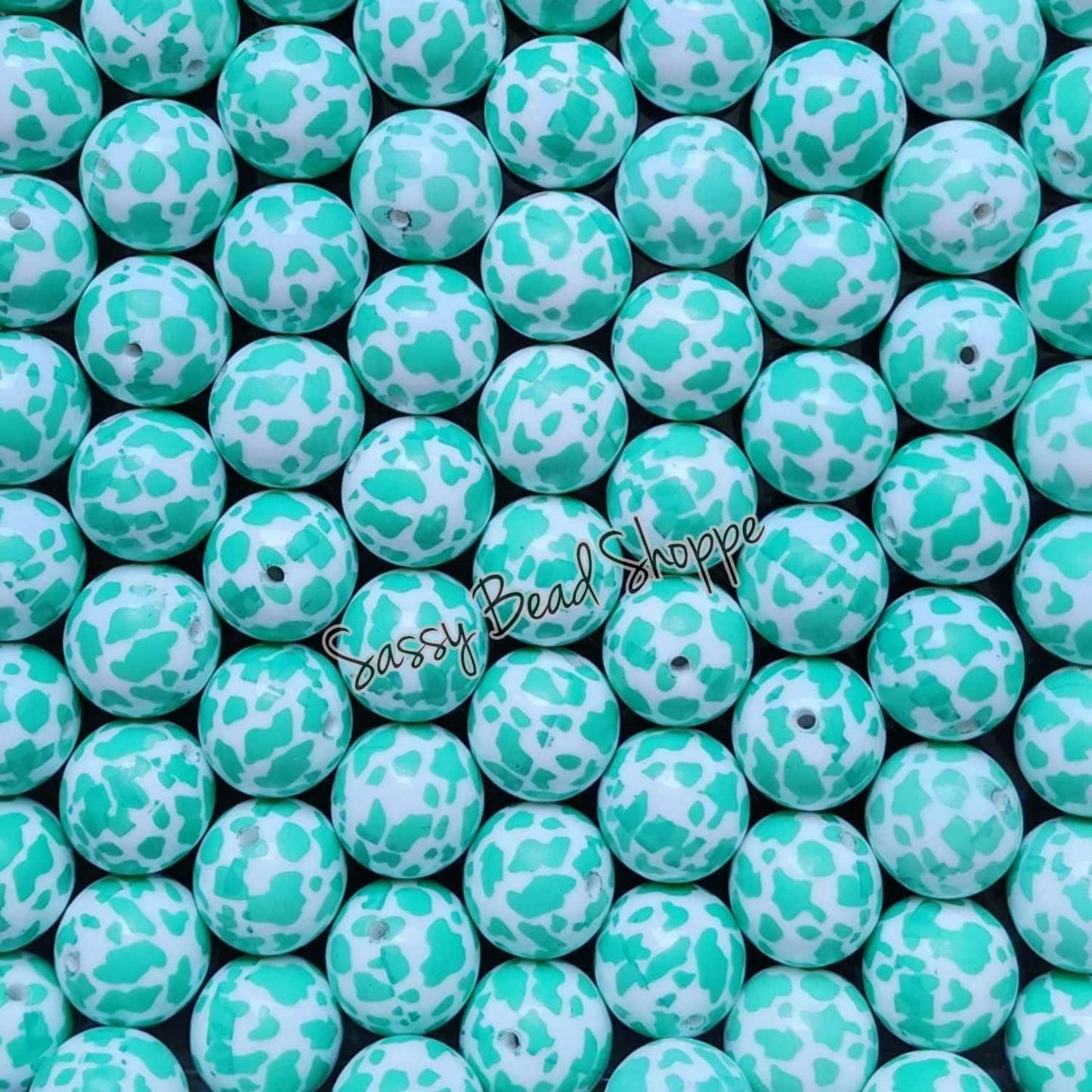 20MM Teal Cow Beads