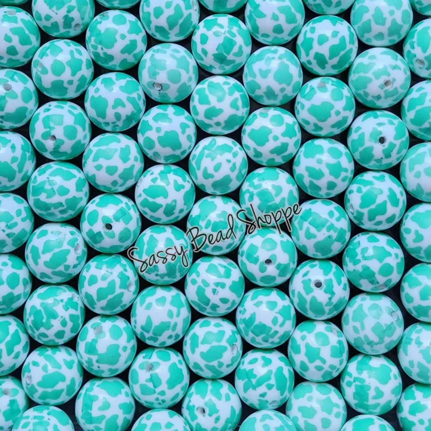 20MM Teal Cow Beads