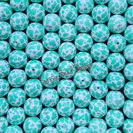 20MM Teal Cow Beads