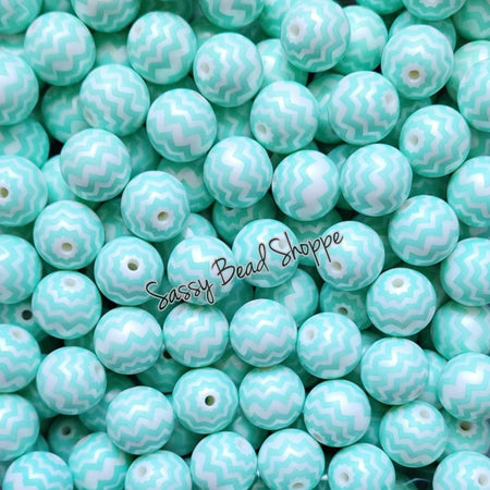 20MM Baby Blue Chevron Beads