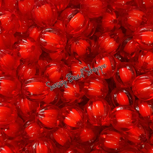 20MM Red Pumpkin Beads - Sassy Bead Shoppe