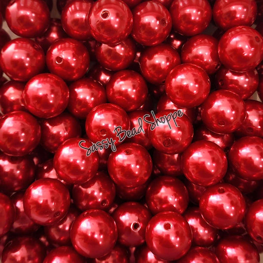 20MM Red Pearl Beads - Sassy Bead Shoppe