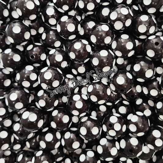 20MM Black Polka Dot Chunky Bubblegum Beads, Acrylic Beads in Bulk, 20mm Bubble Gum Beads, 20mm Chunky Beads