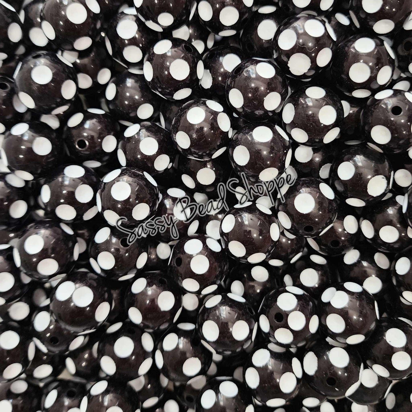 20MM Black Polka Dot Beads