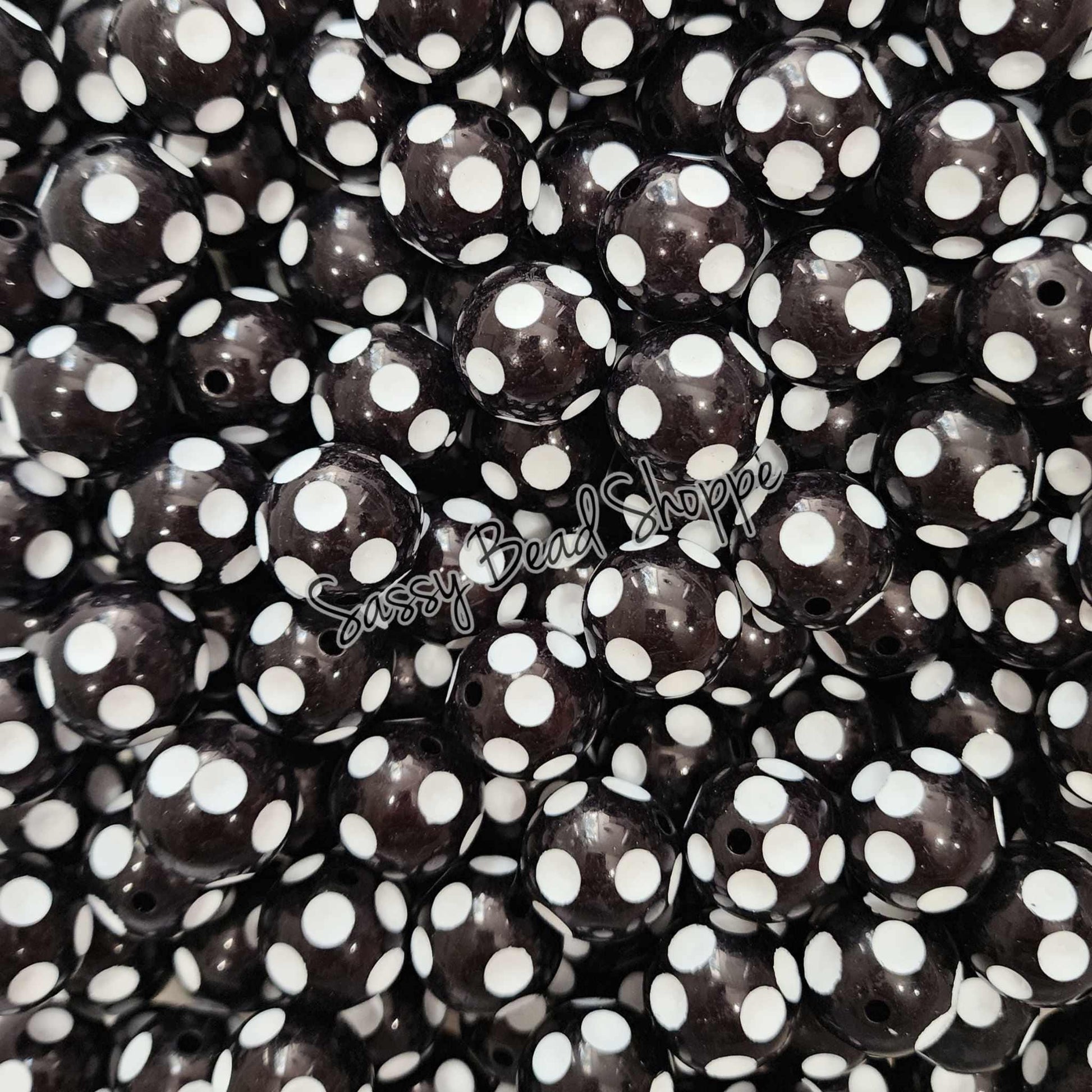 20MM Black Polka Dot Beads