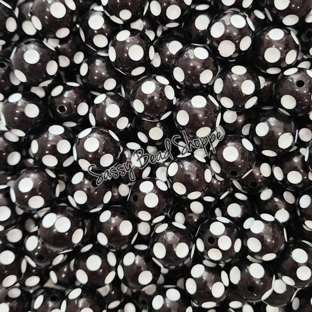20MM Black Polka Dot Beads