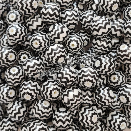 20MM Black Chevron Beads