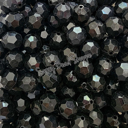 20MM Black Fauceted Beads