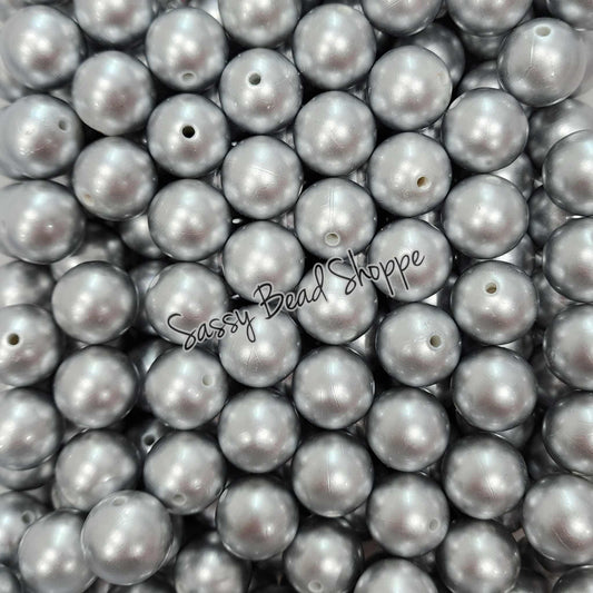 20MM Silver Chunky Bubblegum Beads, Acrylic Beads in Bulk, 20mm Bubble Gum Beads, 20mm Chunky Beads