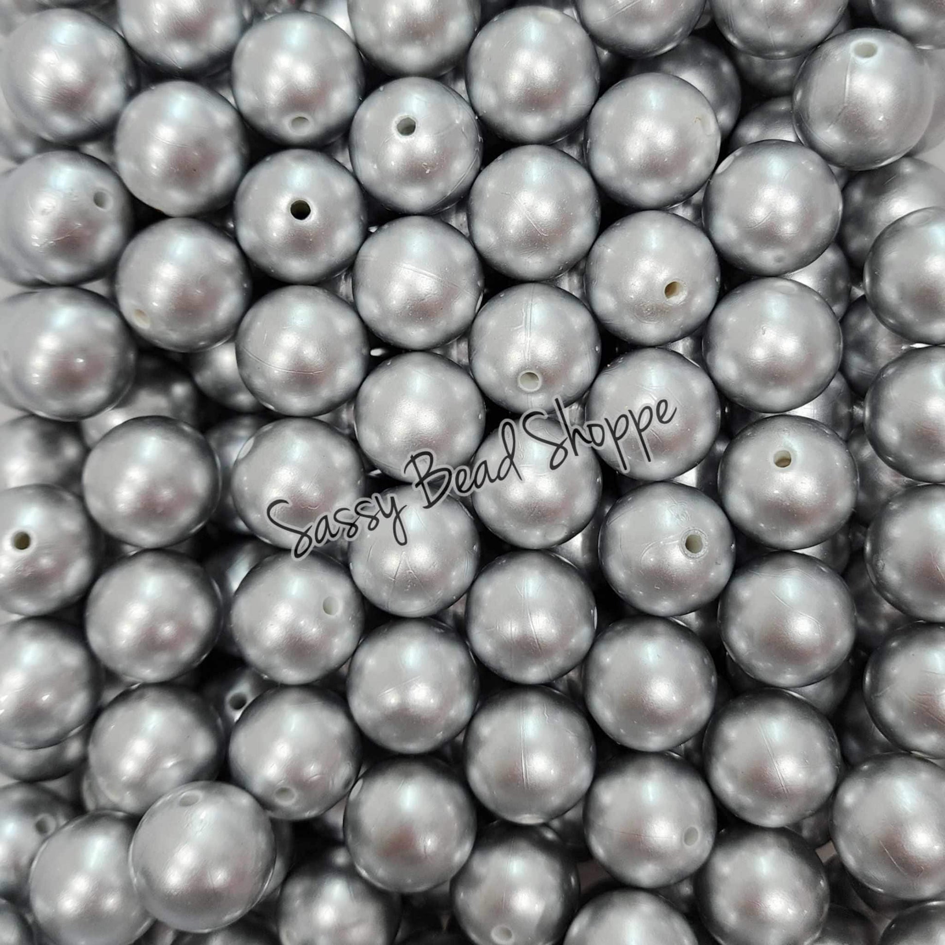 20MM Silver Metallic Chunky Bubblegum Beads, Acrylic Beads in Bulk, 20mm Bubble Gum Beads, 20mm Chunky Beads