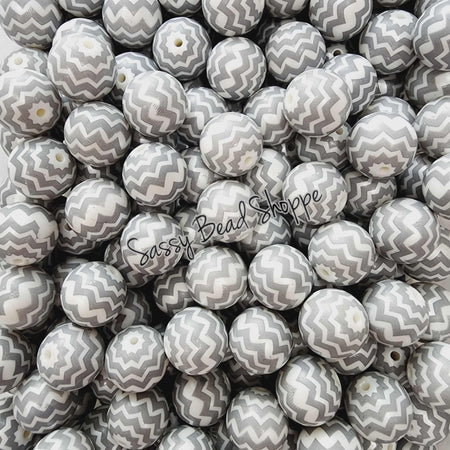 20MM Gray Chevron Beads