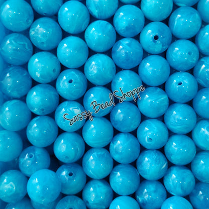 20MM Light Blue Marble Chunky Bubblegum Beads, Acrylic Beads in Bulk, 20mm Bubble Gum Beads, 20mm Chunky Beads