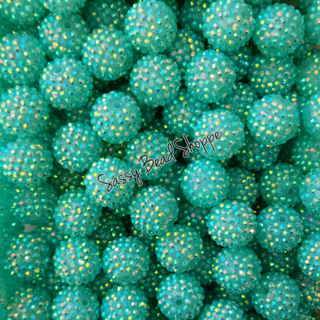 20MM Light Mint Rhinestone Beads