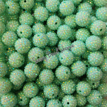 20MM Mint Rhinestone Beads