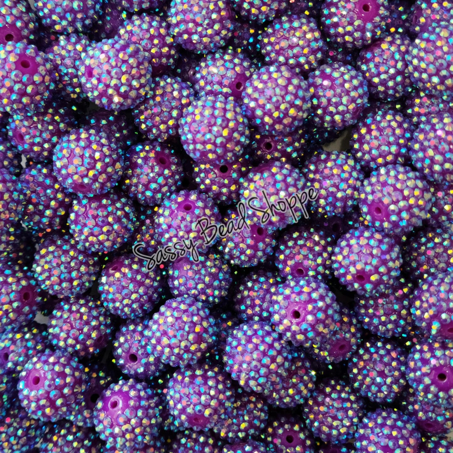 20MM Purple Rhinestone Beads