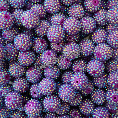 20MM Purple Rhinestone Beads