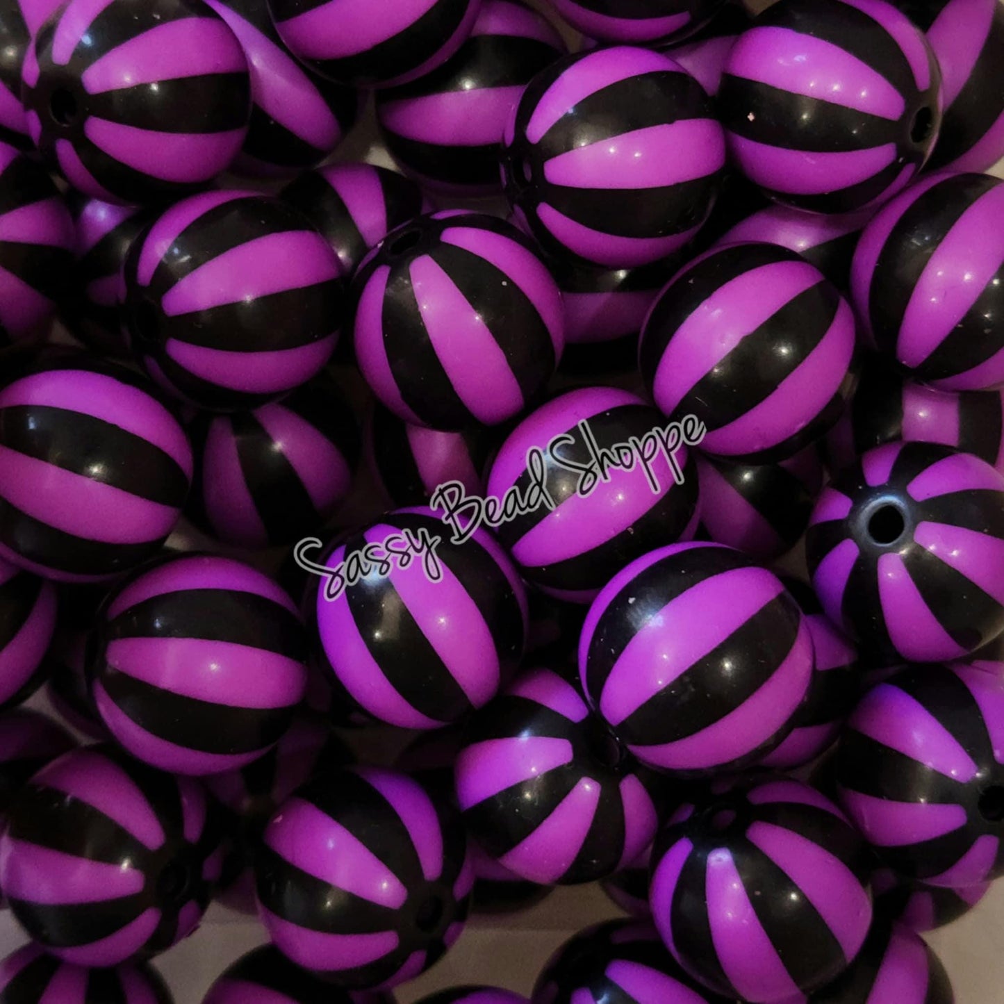 20MM Purple Black Beachball Beads - Sassy Bead Shoppe