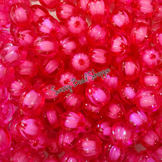 20MM Hot Pink Pumpkin Beads - Sassy Bead Shoppe