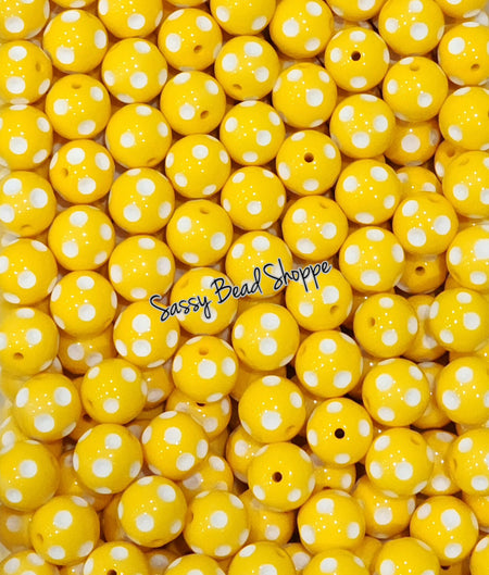 20MM Yellow Polka Dot Beads