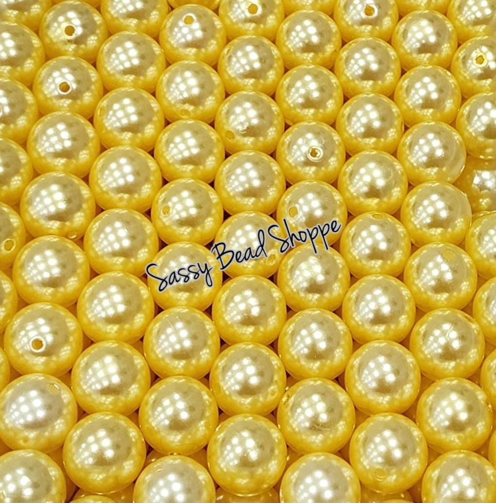 20MM Yellow Pearl Chunky Bubblegum Beads, Acrylic Beads in Bulk, 20mm Bubble Gum Beads, 20mm Chunky Beads