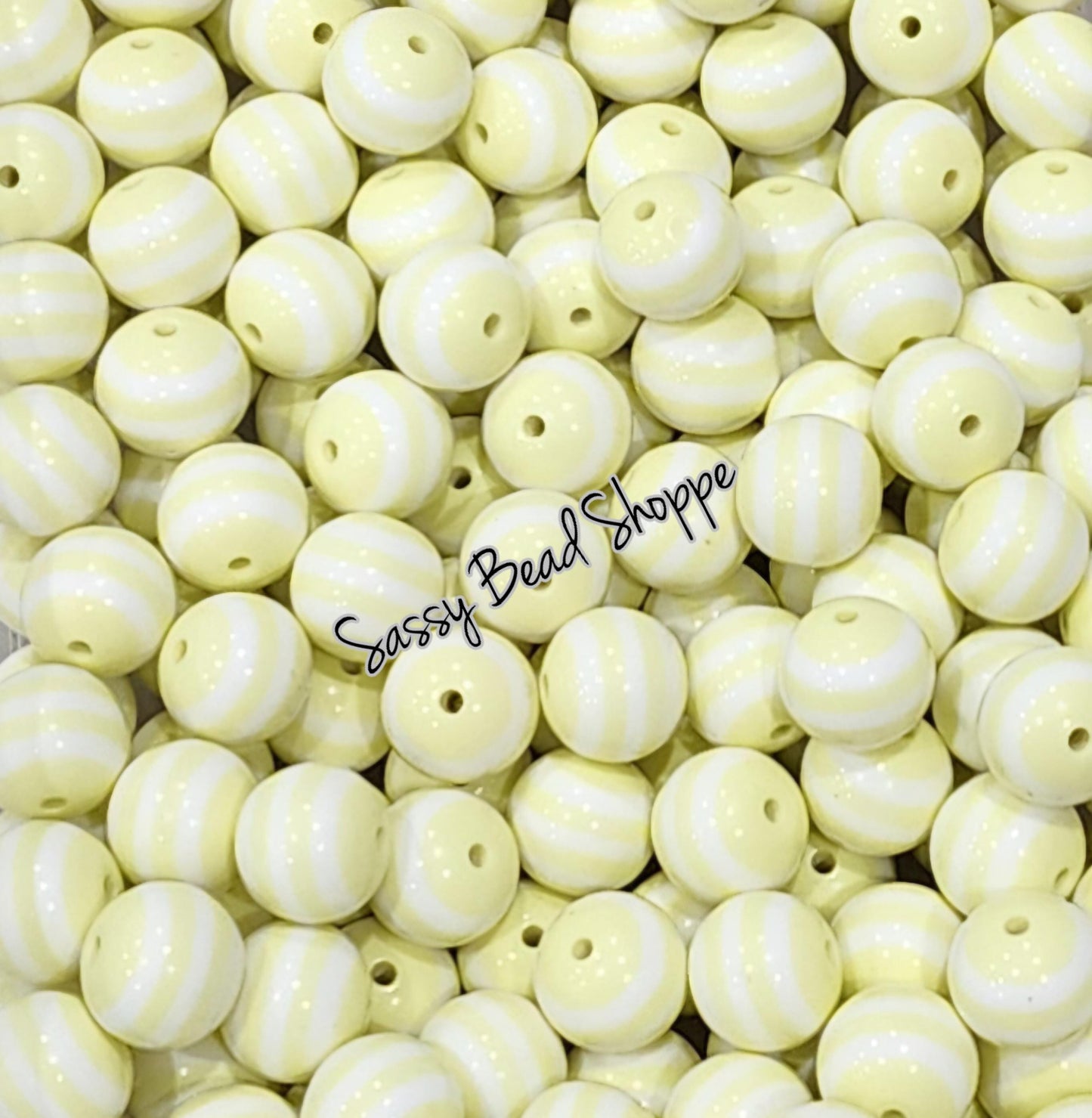 20MM Light Yellow Stripe Beads