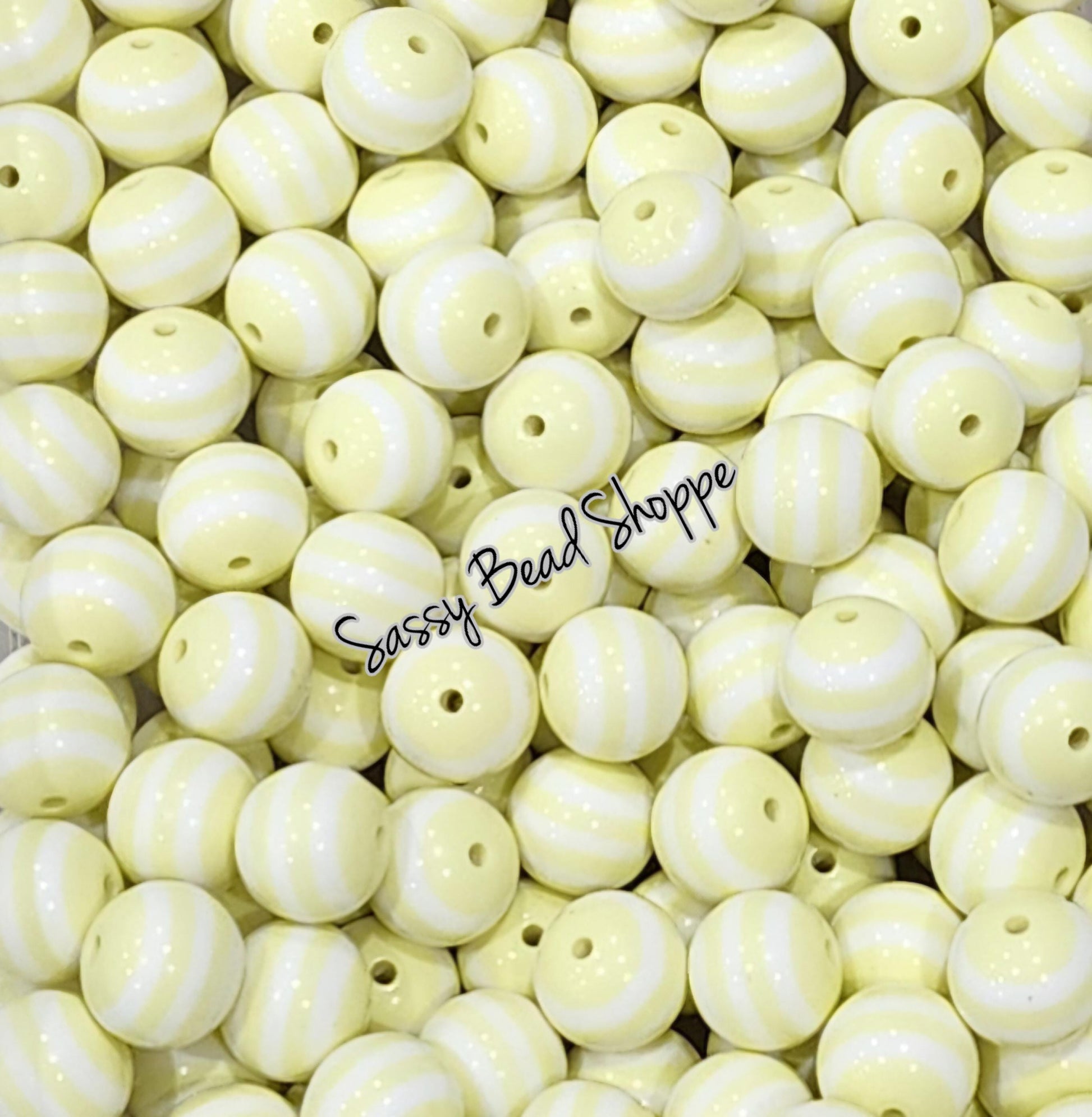 20MM Light Yellow Stripe Beads