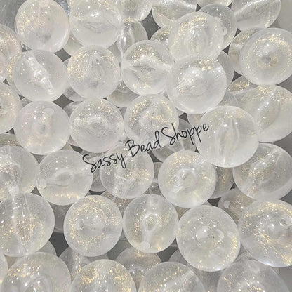 20MM Clear Gold Glitter Beads - Sassy Bead Shoppe