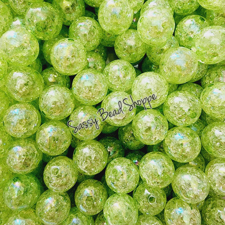 20MM Lime Crackle Beads