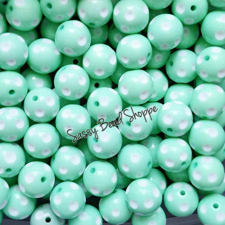 20MM Mint Polka Dot Beads