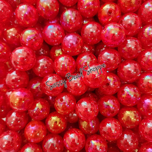 20MM Red Crackle Beads - Sassy Bead Shoppe