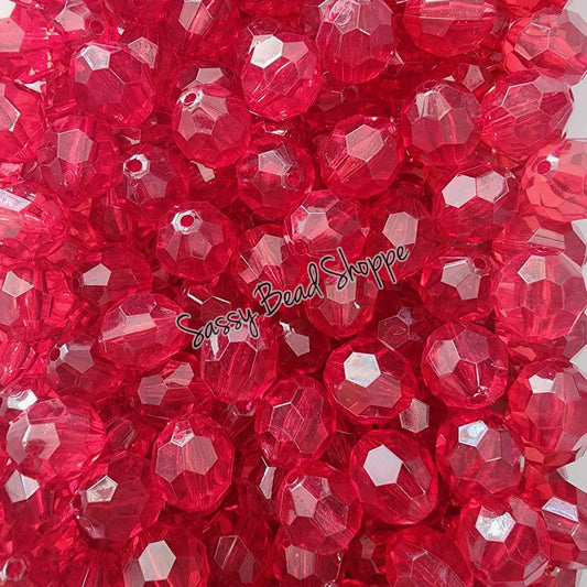 20MM Cranberry Fauceted Beads - Sassy Bead Shoppe