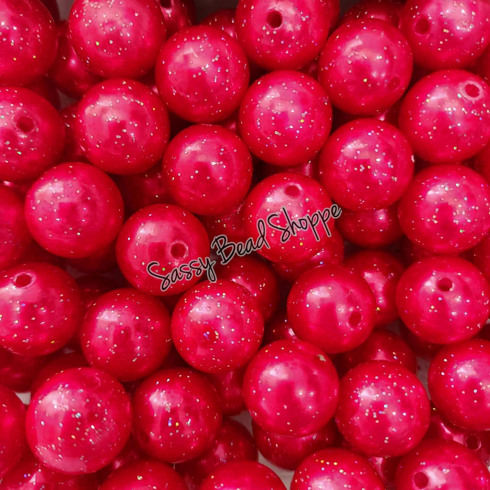 20MM Red Glitter Pearl Beads