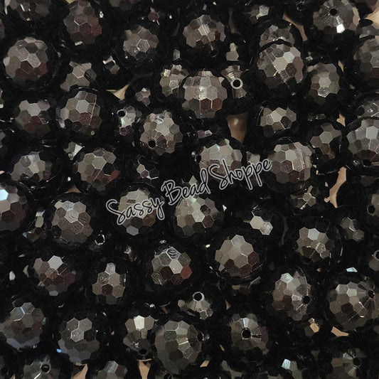 20MM Black Disco Chunky Bubblegum Beads, Acrylic Beads in Bulk, 20mm Bubble Gum Beads, 20mm Chunky Beads