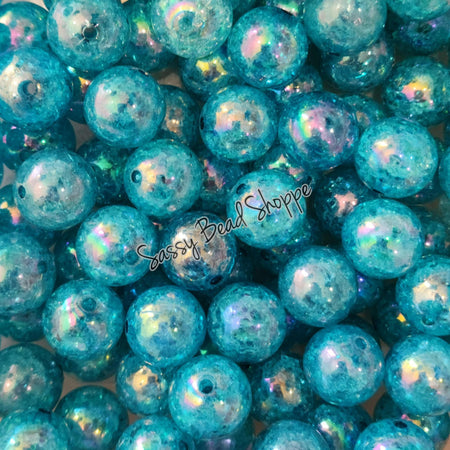 20MM Light Blue Crackle Beads