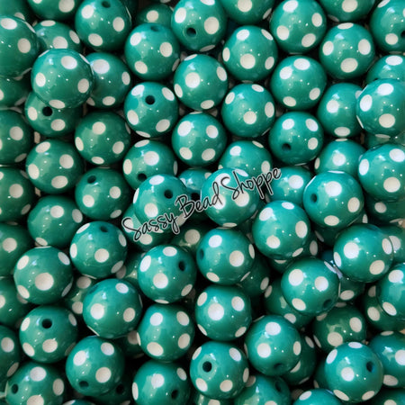 20MM Dark Teal Polka Dot Beads