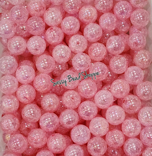 20MM Pink Crackle Beads - Sassy Bead Shoppe