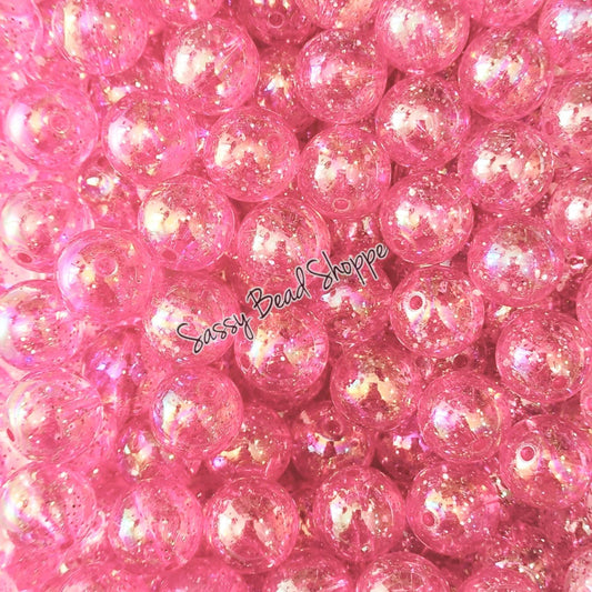 20MM Pink Glitter Beads - Sassy Bead Shoppe