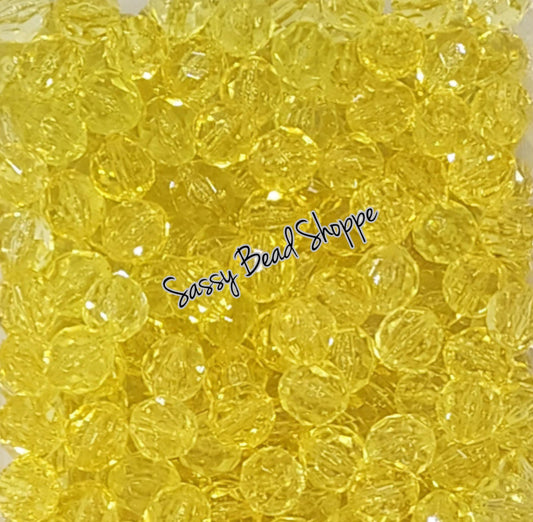 20MM Yellow Fauceted Chunky Bubblegum Beads, Acrylic Beads in Bulk, 20mm Bubble Gum Beads, 20mm Chunky Beads