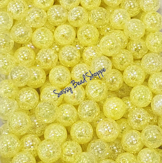 20MM Yellow Crackle Chunky Bubblegum Beads, Acrylic Beads in Bulk, 20mm Bubble Gum Beads, 20mm Chunky Beads