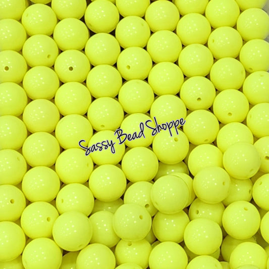 20MM Neon Yellow Chunky Bubblegum Beads, Acrylic Beads in Bulk, 20mm Beads, 20mm Bubble Gum Beads, 20mm Chunky