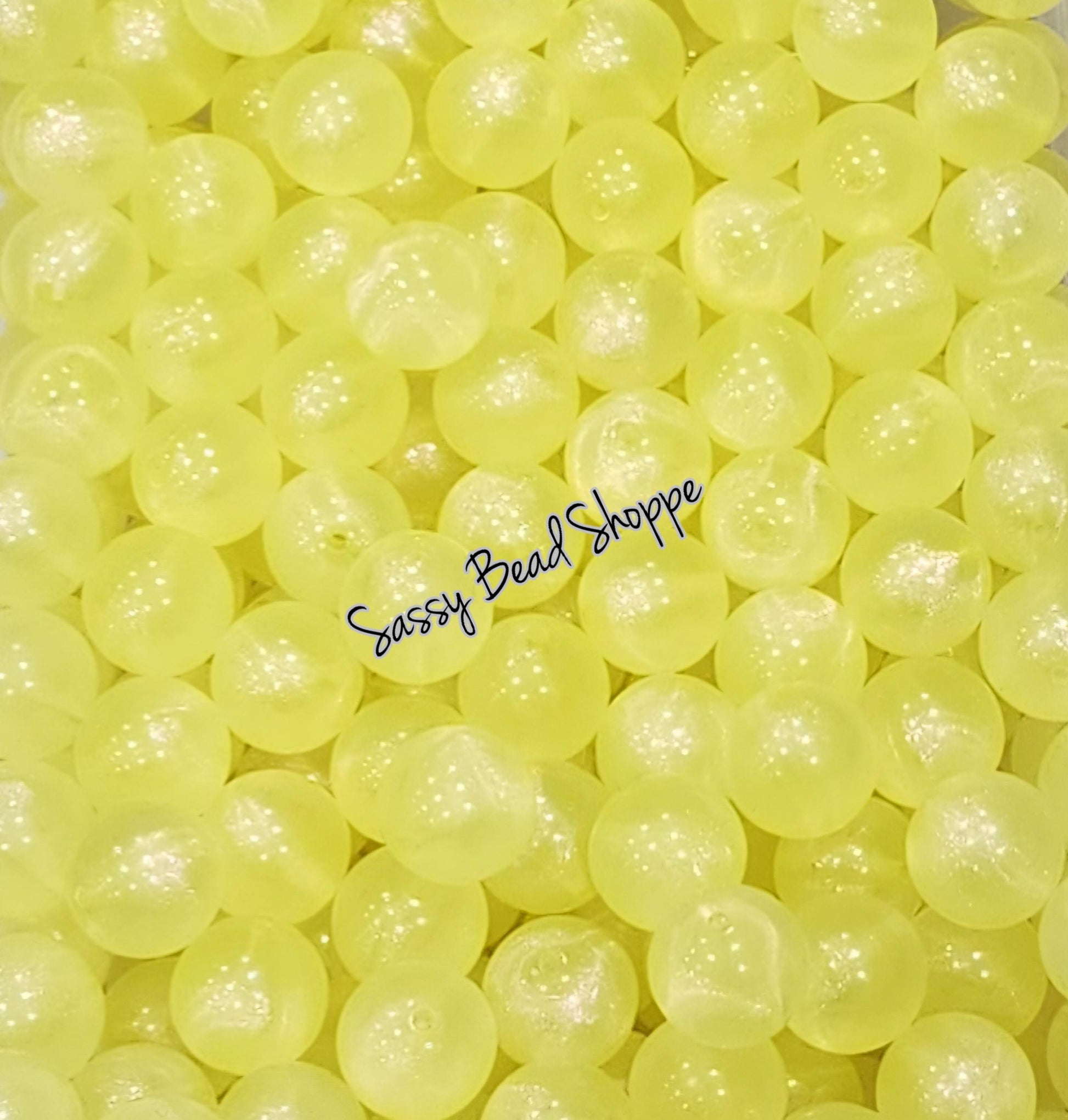 20MM Yellow Shimmer Chunky Bubblegum Beads, Acrylic Beads in Bulk, 20mm Bubble Gum Beads, 20mm Chunky Beads