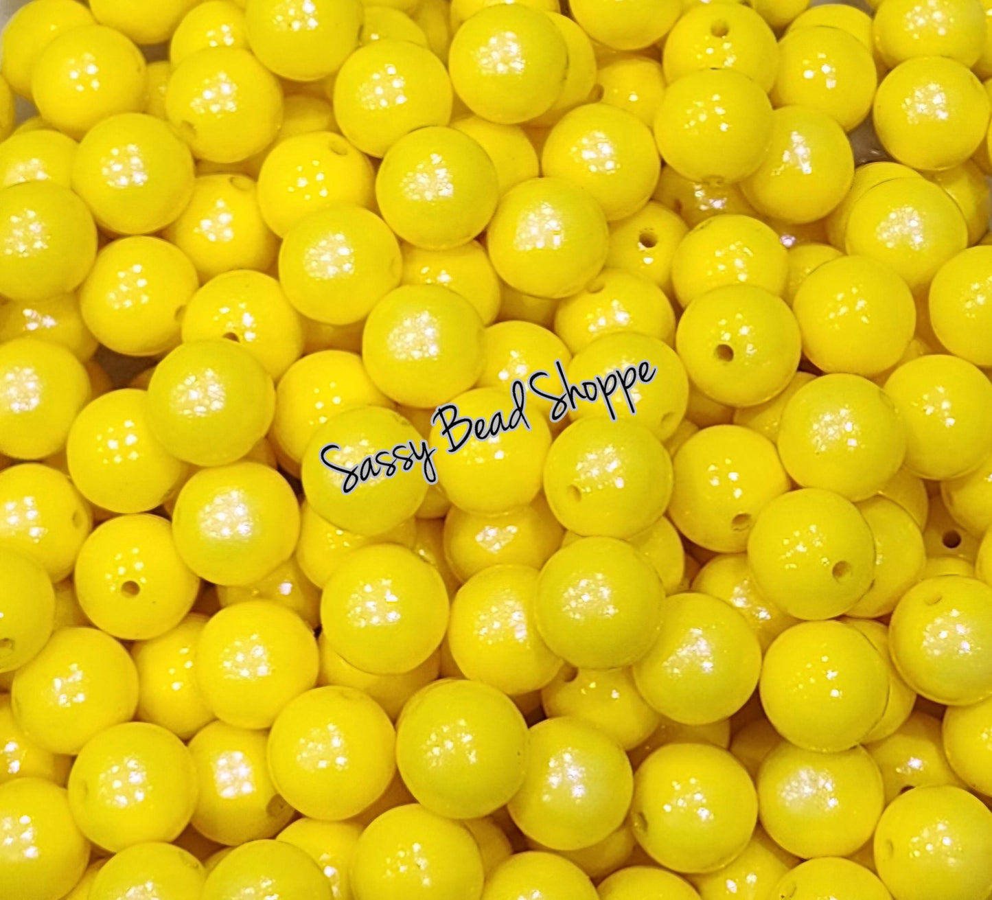 15mm Bright Yellow Shimmer Silicone Beads - Sassy Bead Shoppe