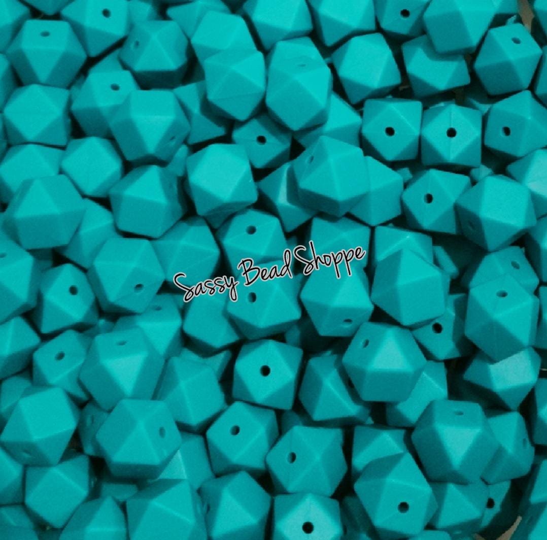 Dark Teal 14mm Hexagon Silicone Beads