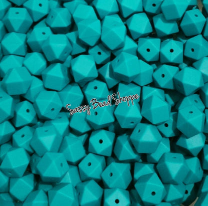 Dark Teal 14mm Hexagon Silicone Beads